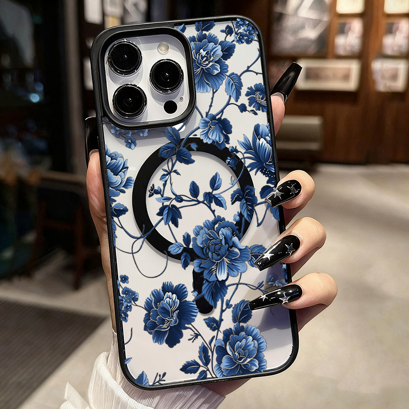 Luxury Vintage Blue Floral Mag - Phone Accessories Magnetic review and price