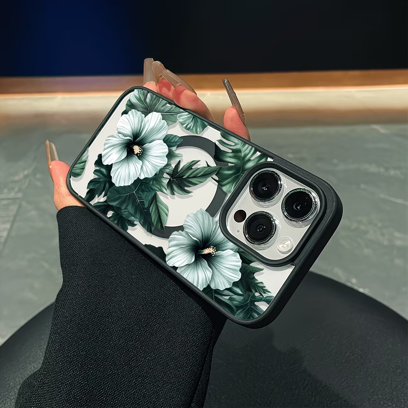 Green Floral Print Phone Case  - Phone Accessories Magnetic review and price